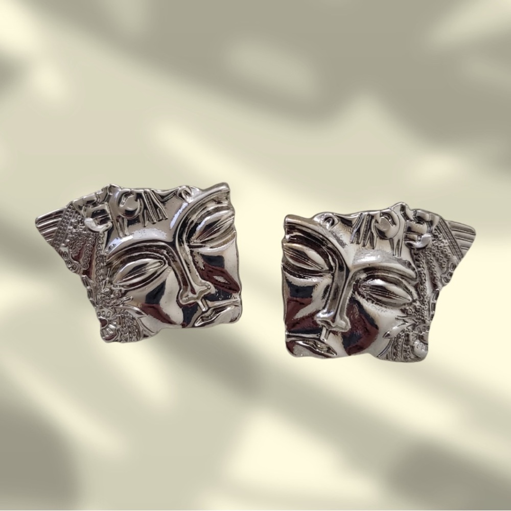 Sliver Buddha Stud Earrings